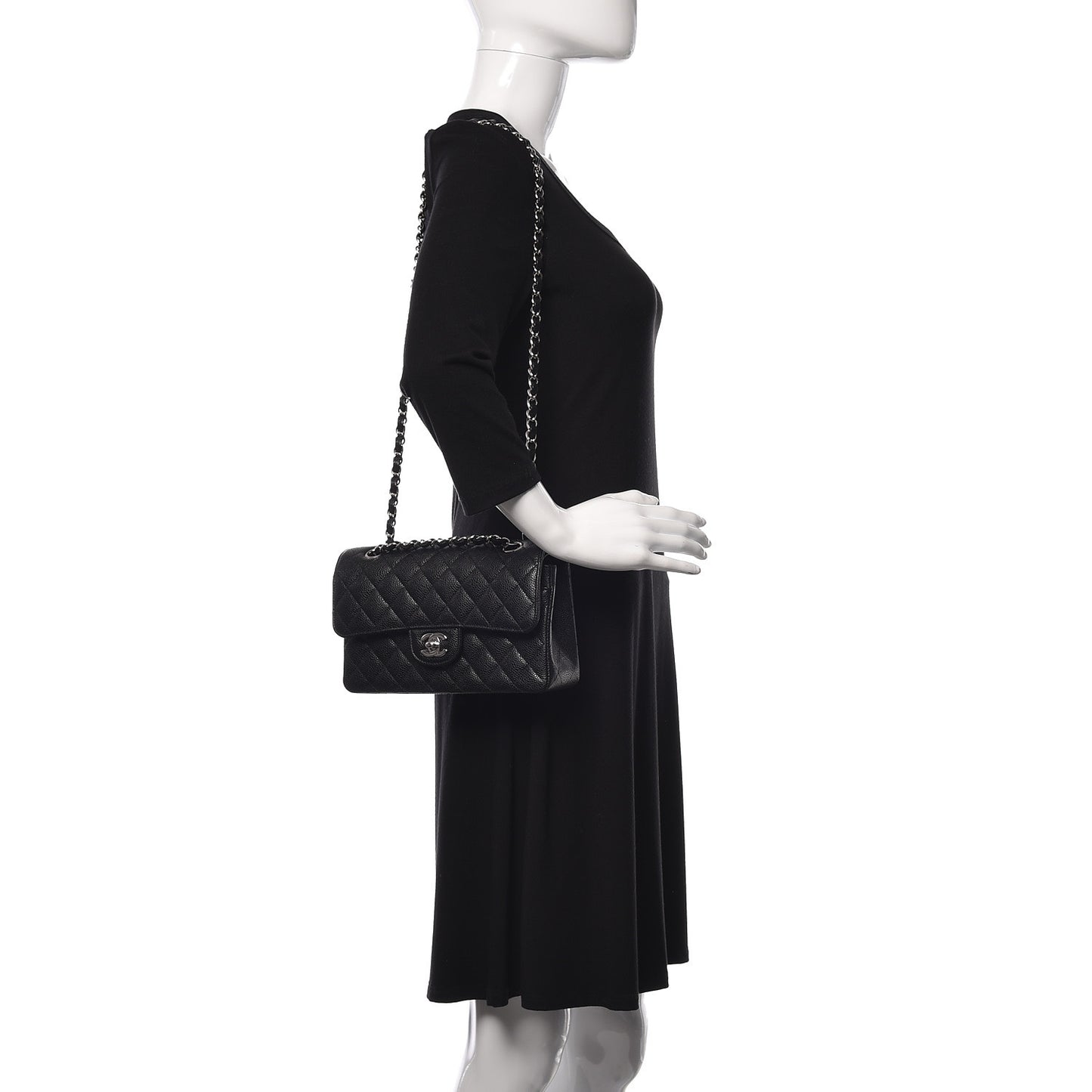 Caviar Quilted Small Double Flap Black