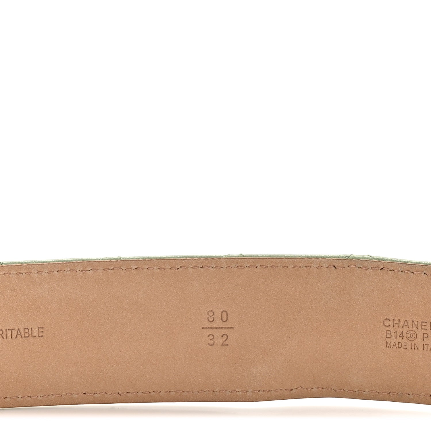 Chanel Lambskin Quilted CC Belt 80 32 Green 5 of 7