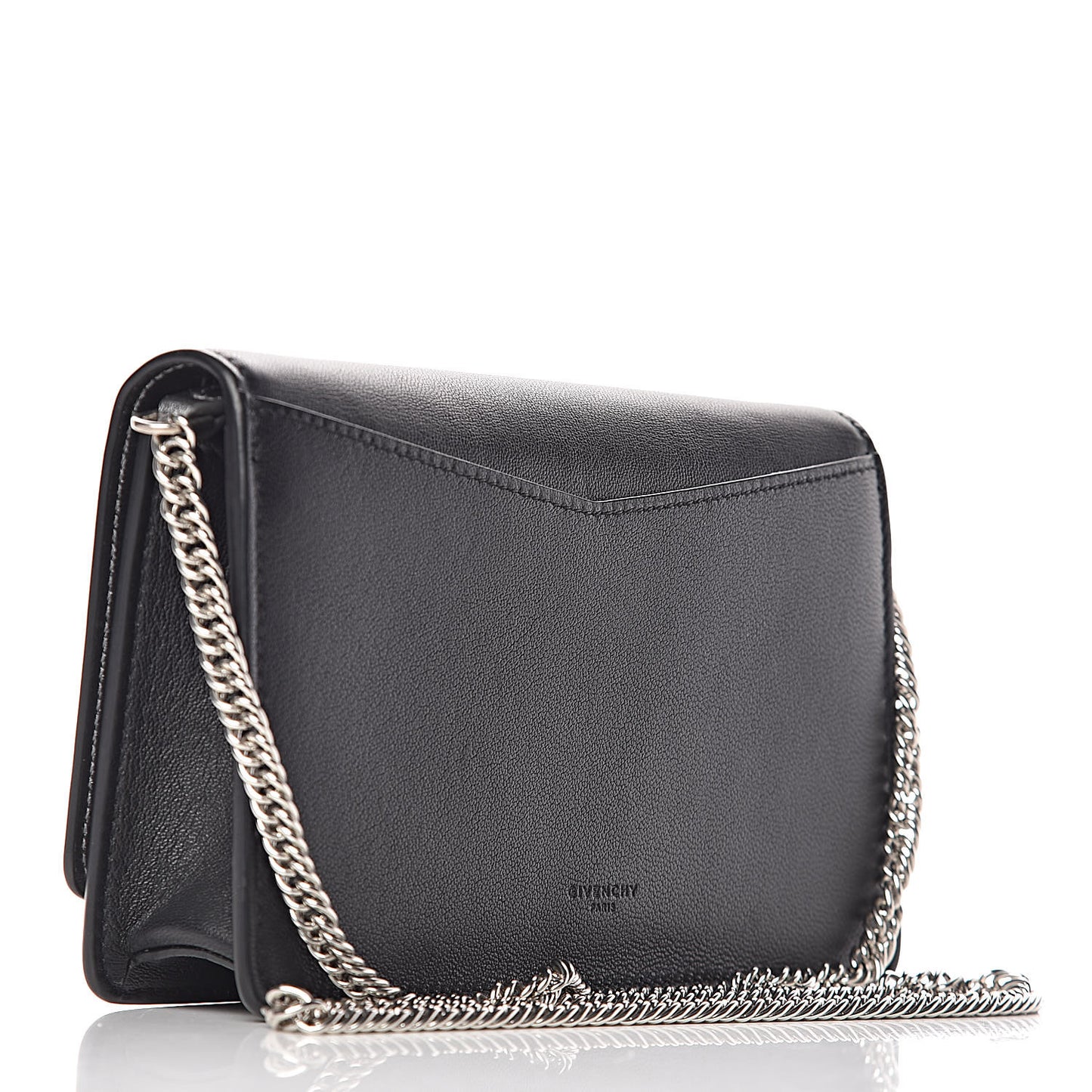 Lambskin Emblem Chain Wallet Black