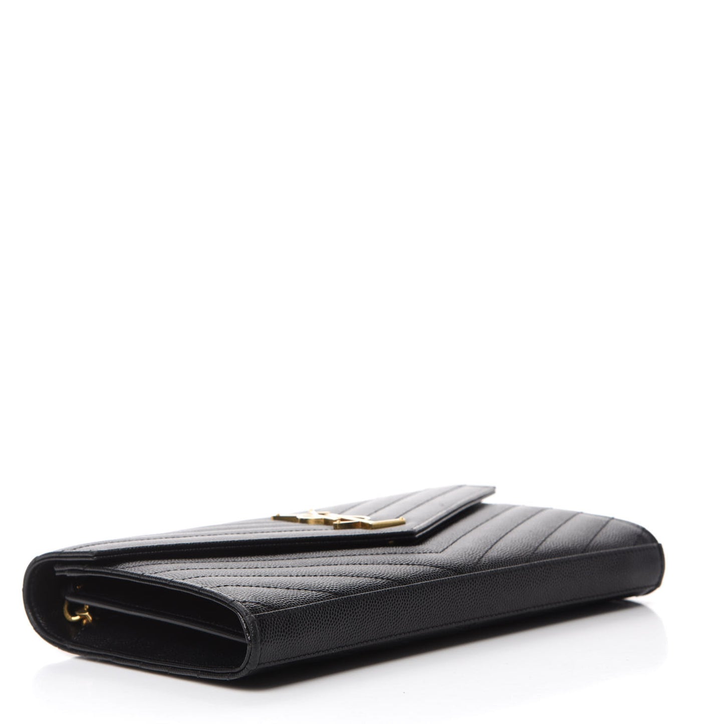Grain De Poudre Matelasse Chevron Monogram Chain Wallet Black