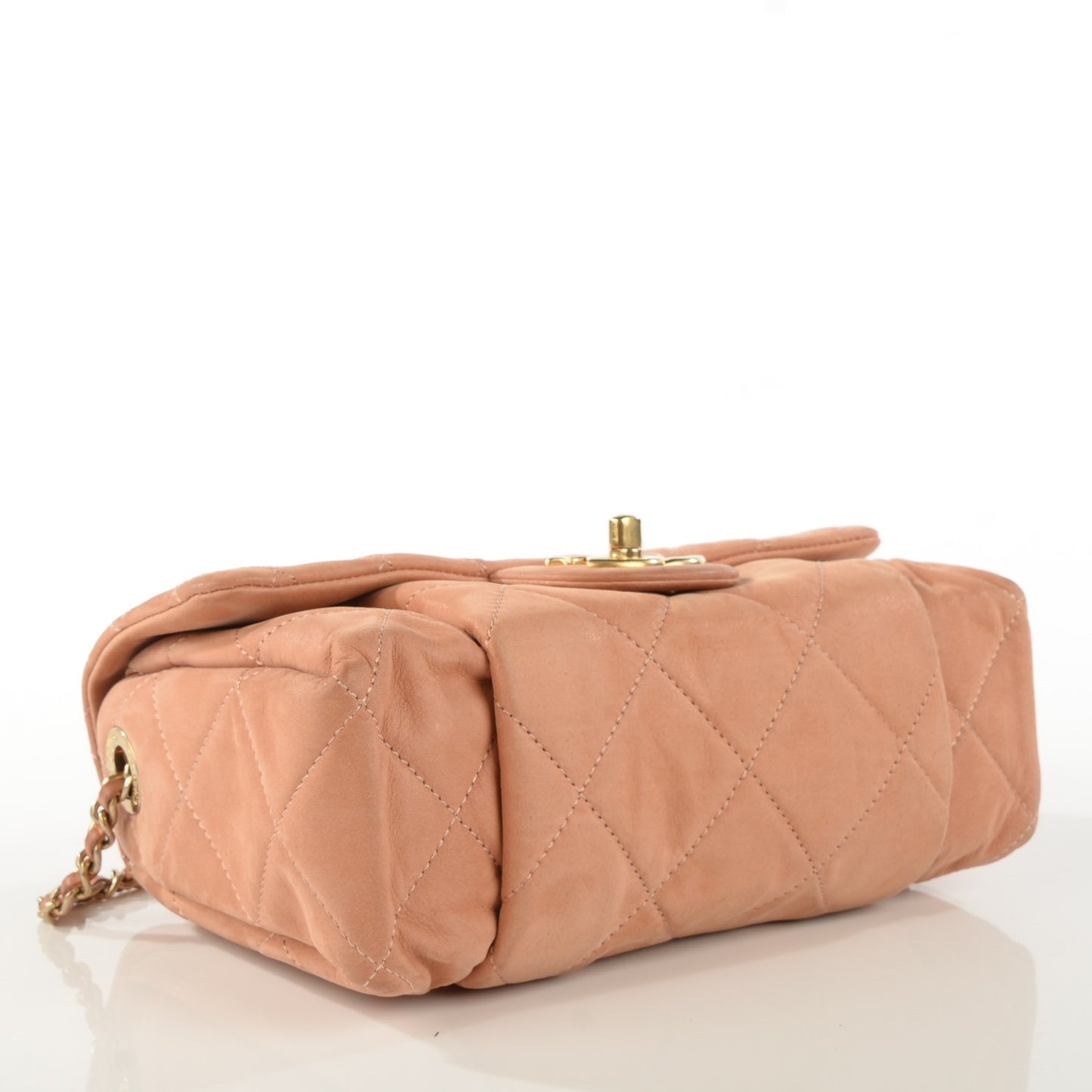 Iridescent Calfskin Chic Quilt Small Flap Beige