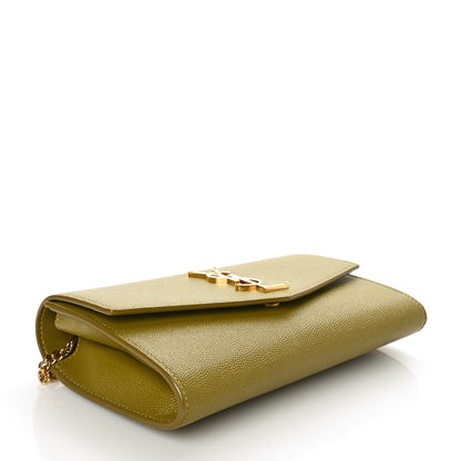 Saint Laurent Grain De Poudre Monogram Uptown Chain Wallet Olive 4 of 7