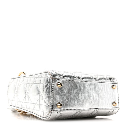 Christian Dior Metallic Grained Calfskin Cannage Mini Lady Dior Silver 4 of 10