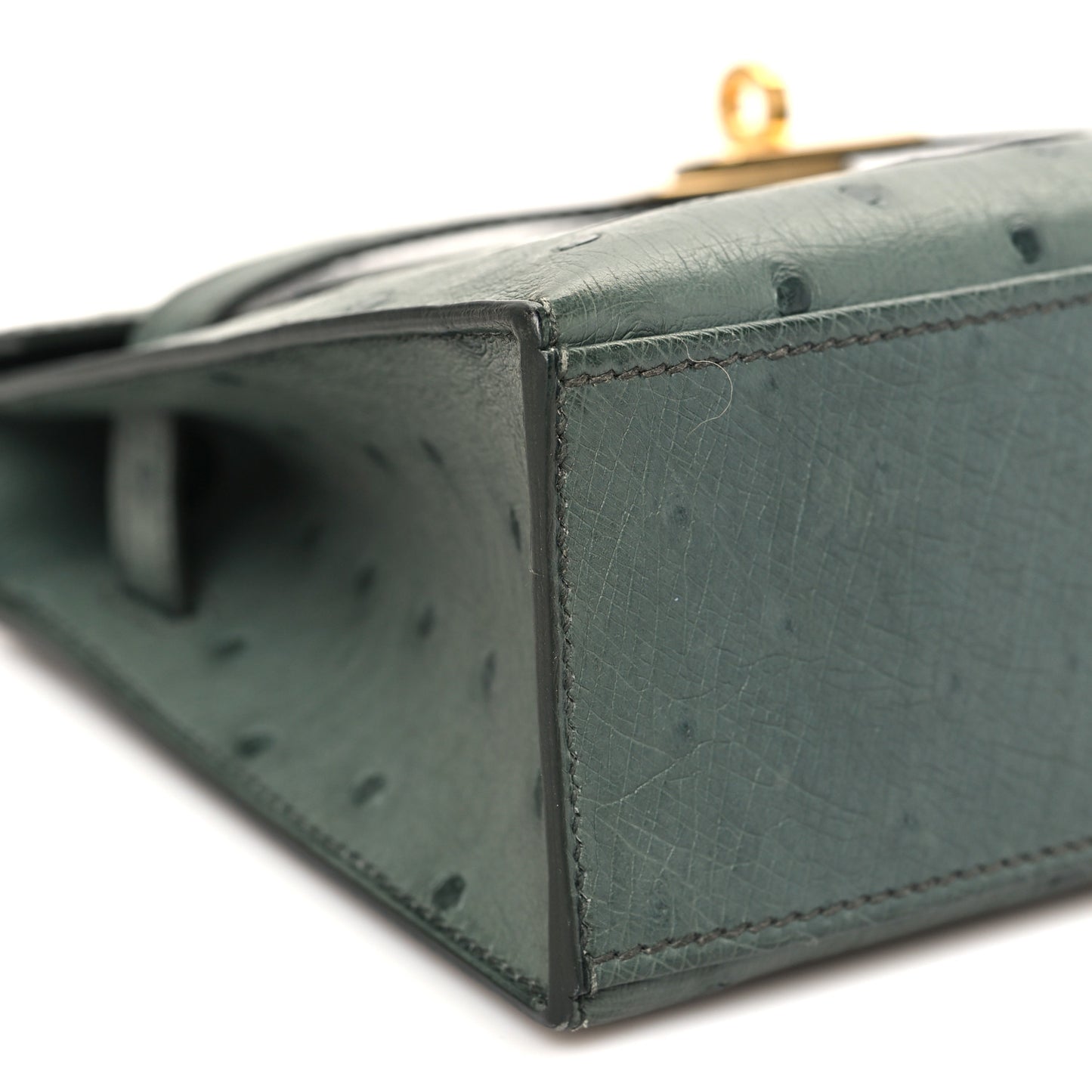 Ostrich Kelly Pochette Vert Amande