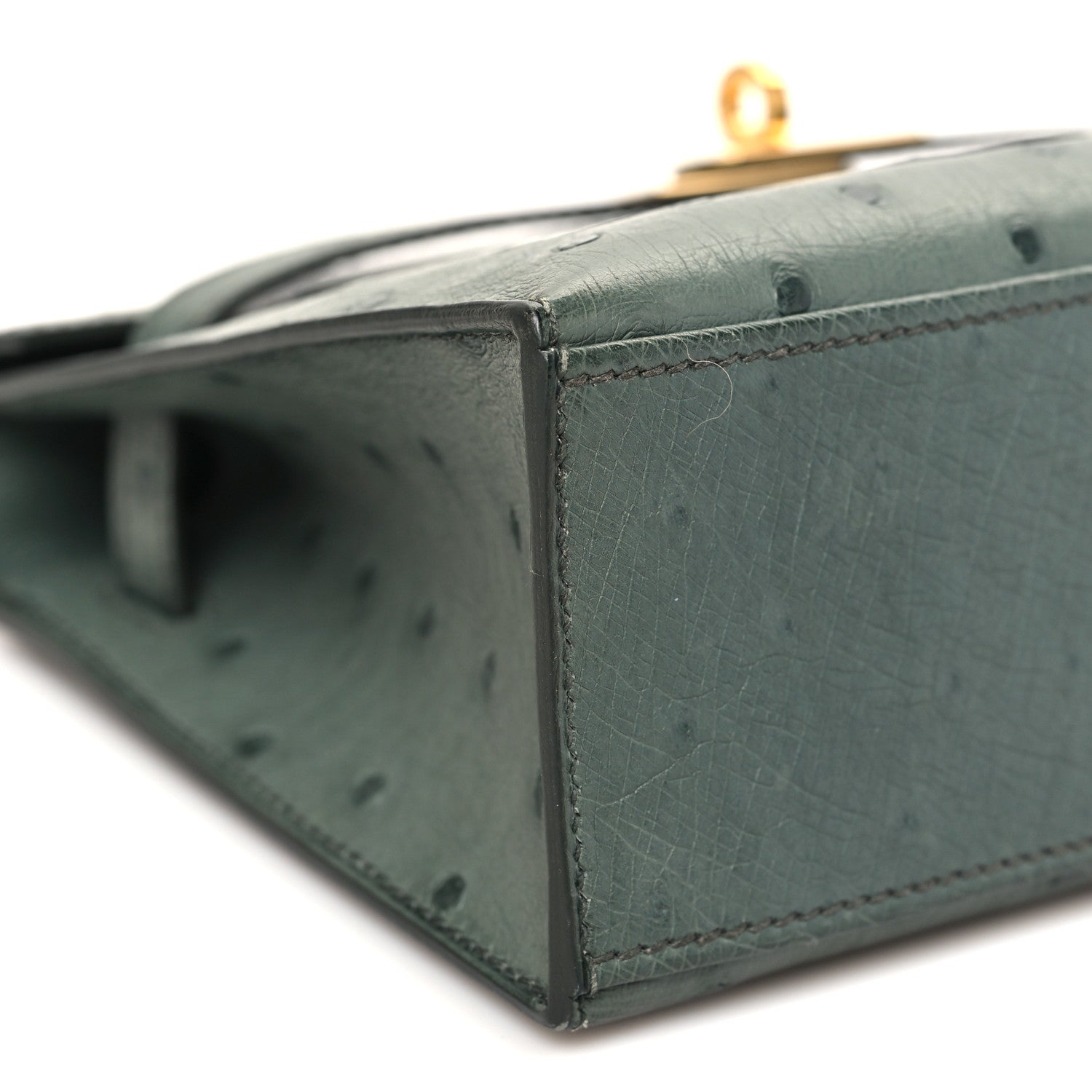 Hermes Ostrich Kelly Pochette Vert Amande 10 of 11