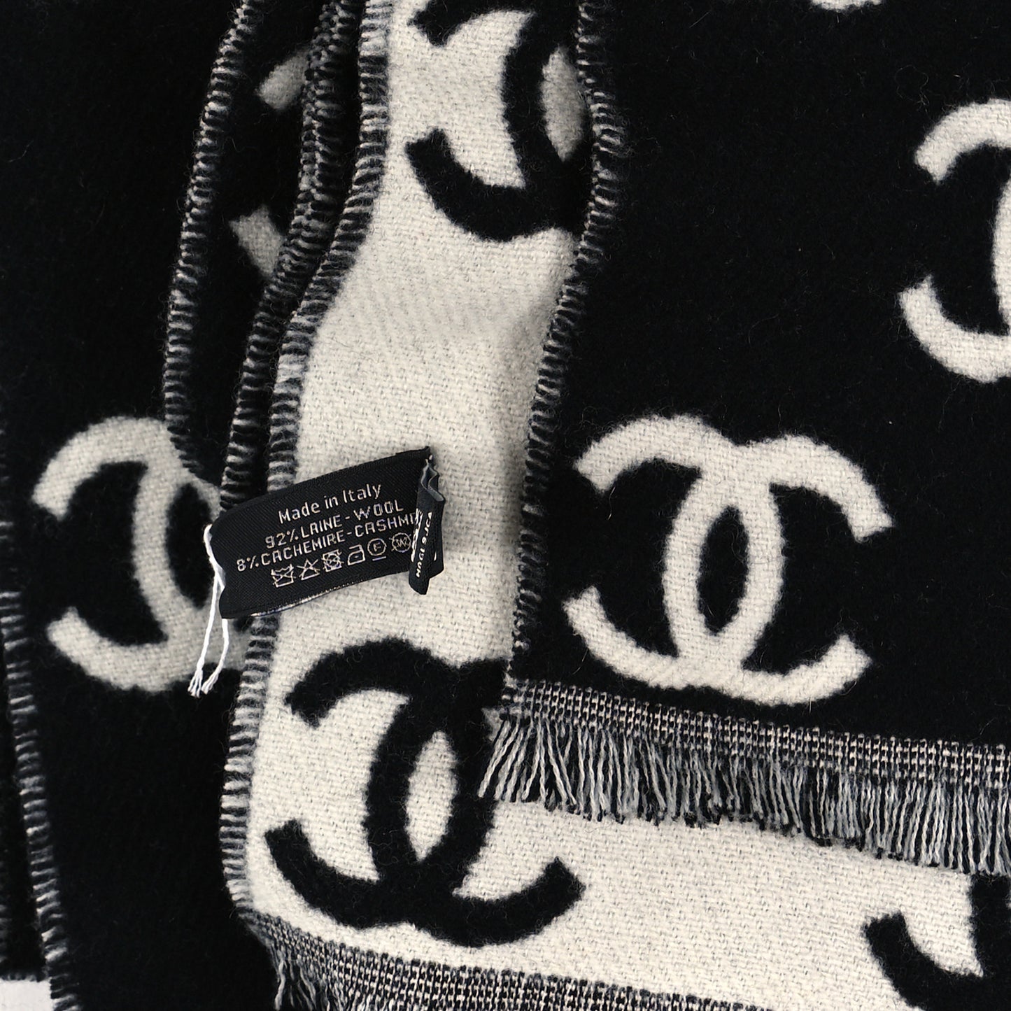 Wool Cashmere CC Scarf Black White