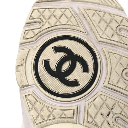 Chanel Suede Calfskin Fabric CC Sneakers 39 White 8 of 14