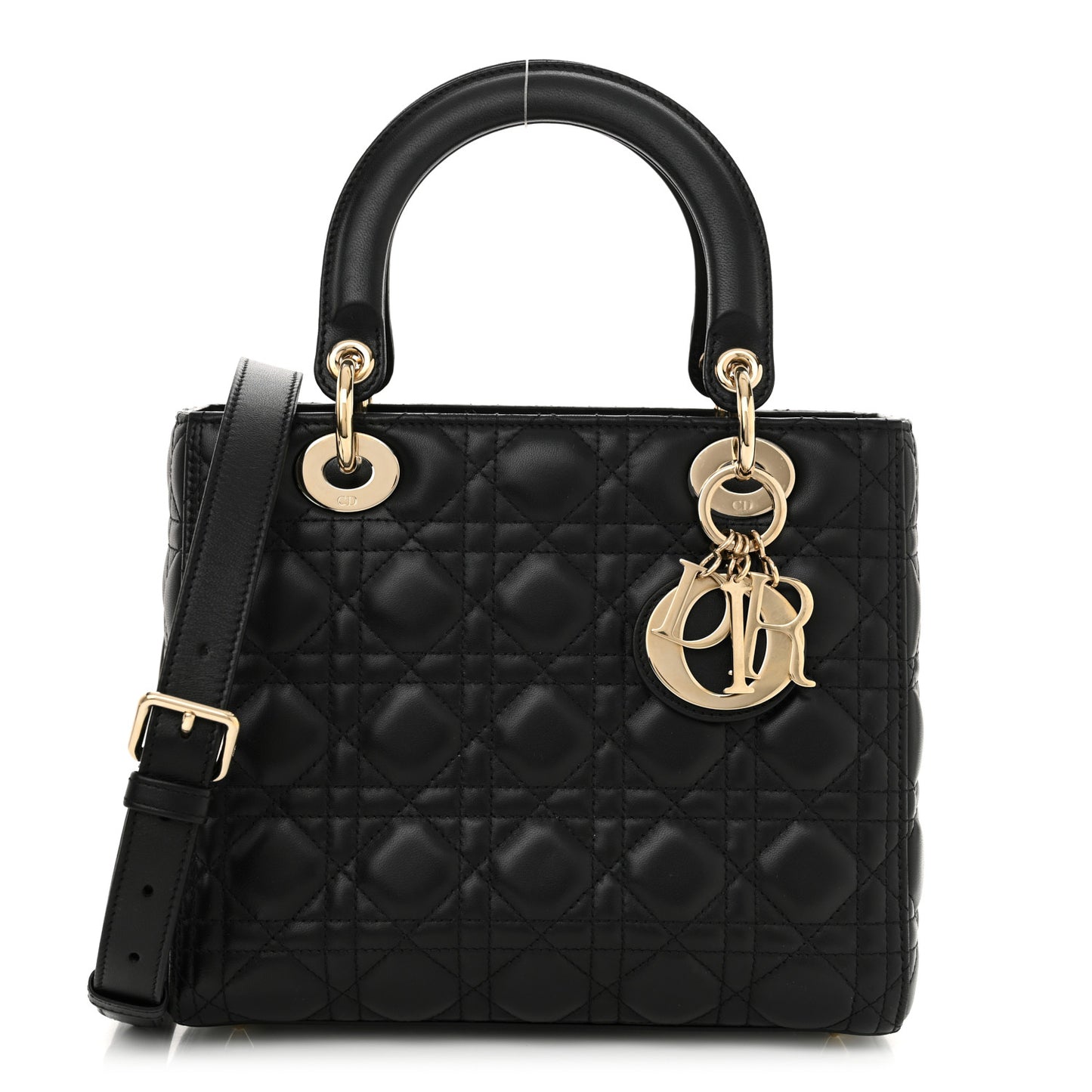 Lambskin Cannage Medium Lady Dior Black
