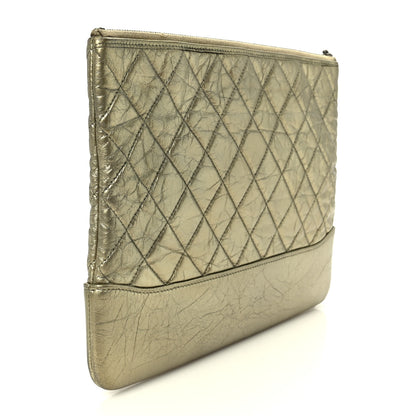 Chanel Metallic Aged Calfskin Quilted Medium Gabrielle Cosmetic Case  Gold 3 of 8