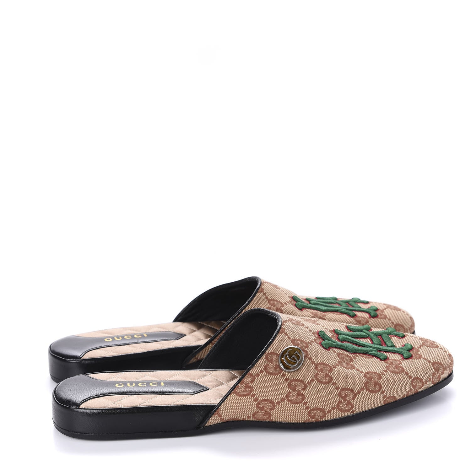 Gucci X MLB GG Monogram LA Dodgers Embroidered Womens GG Slippers 38 Beige Ruggine 4 of 10