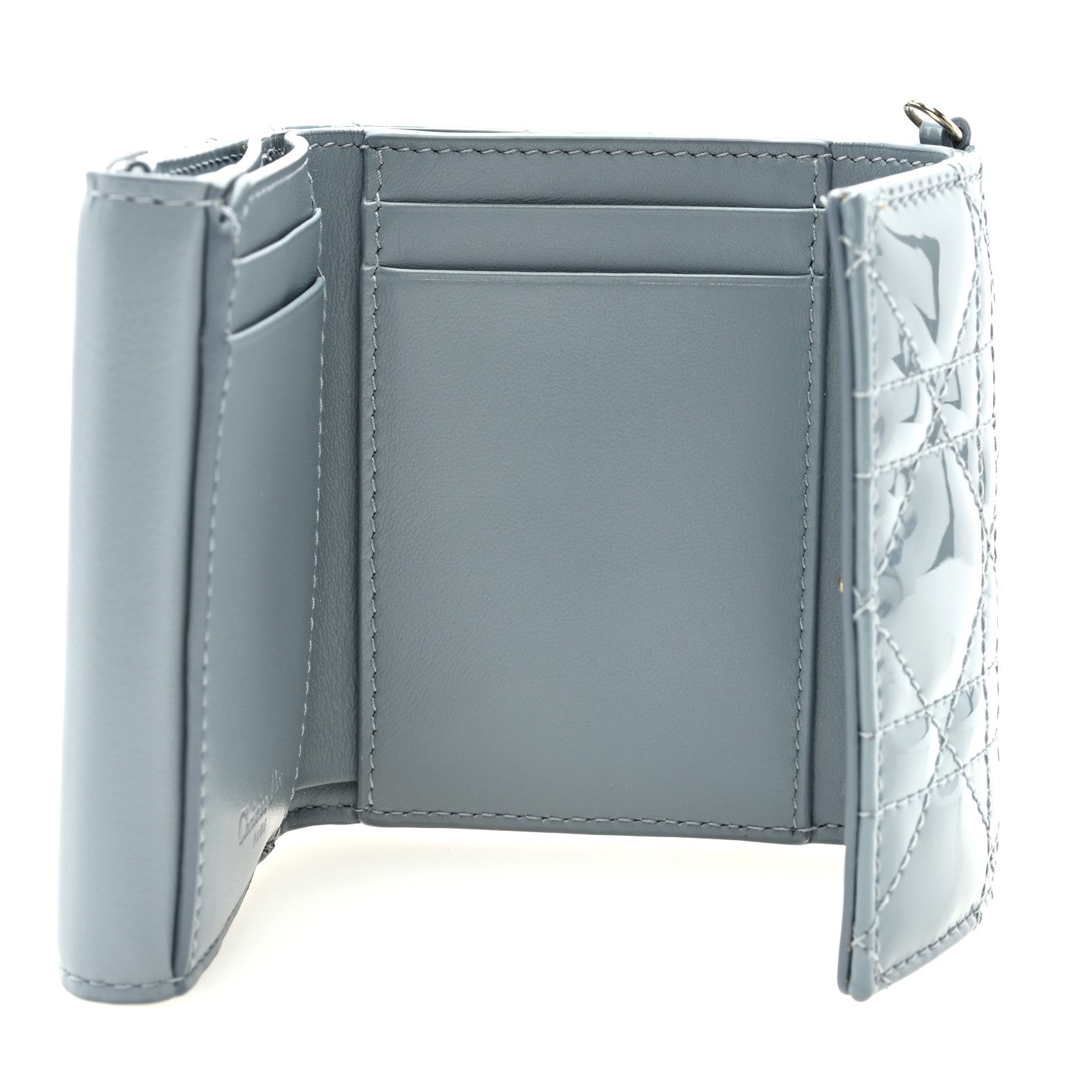 Christian Dior Patent Cannage Lady Dior Lotus Wallet Light Blue 3 of 7