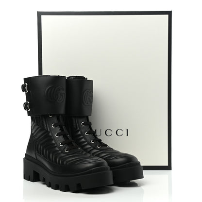 Gucci Nappa Frances GG Matelasse Platform Combat Boots 39 Black 9 of 9