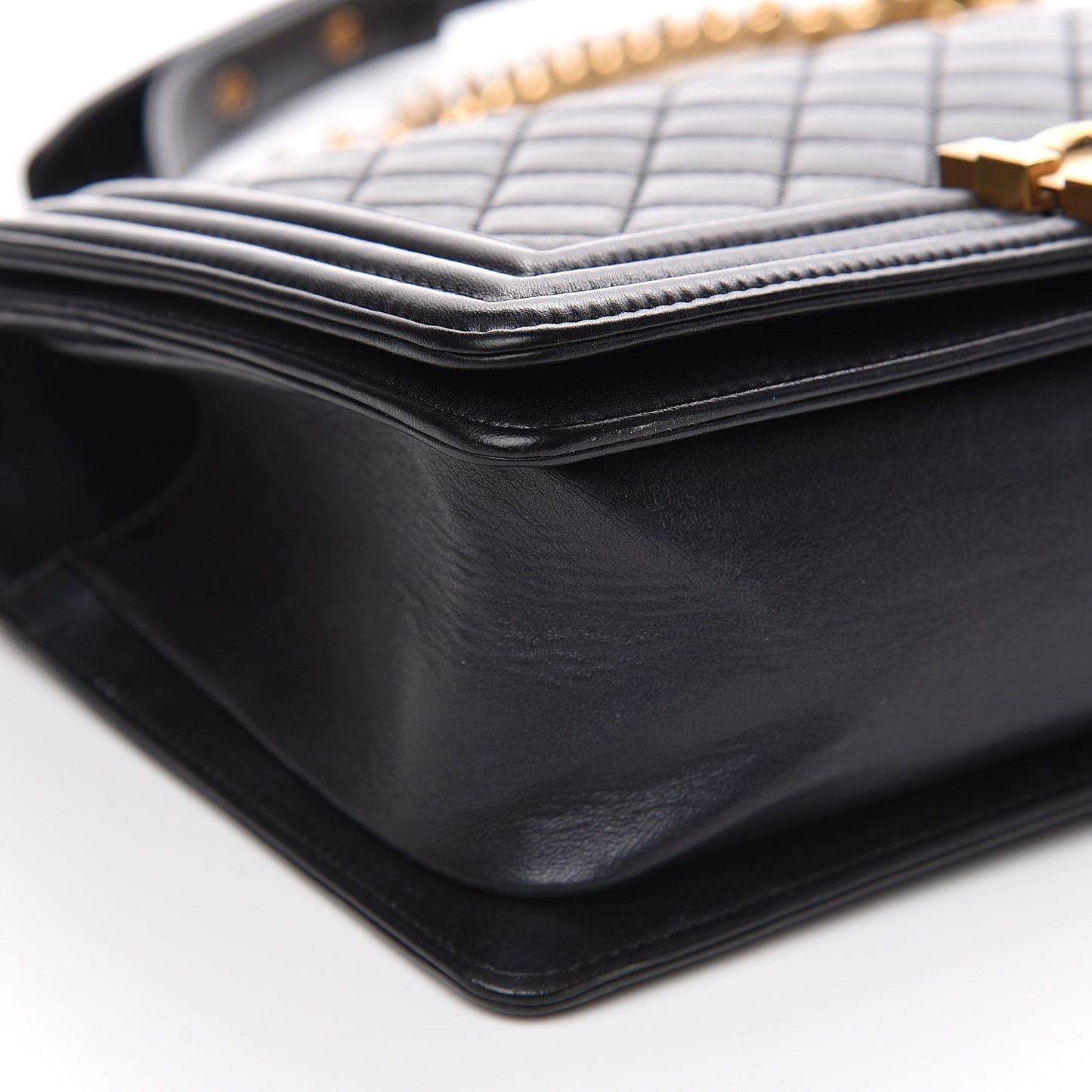 Lambskin Quilted Medium Boy Flap Black