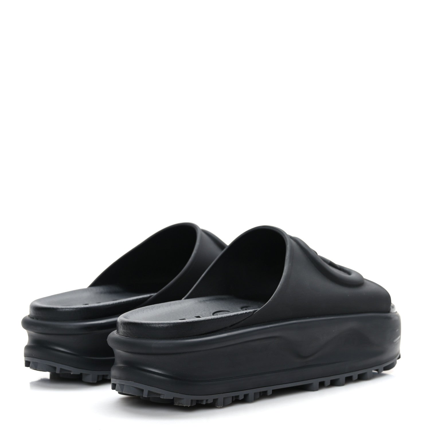 Gucci Soft Rubber Womens Interlocking G Platform 42mm Slide Sandals 39 Black 4 of 7