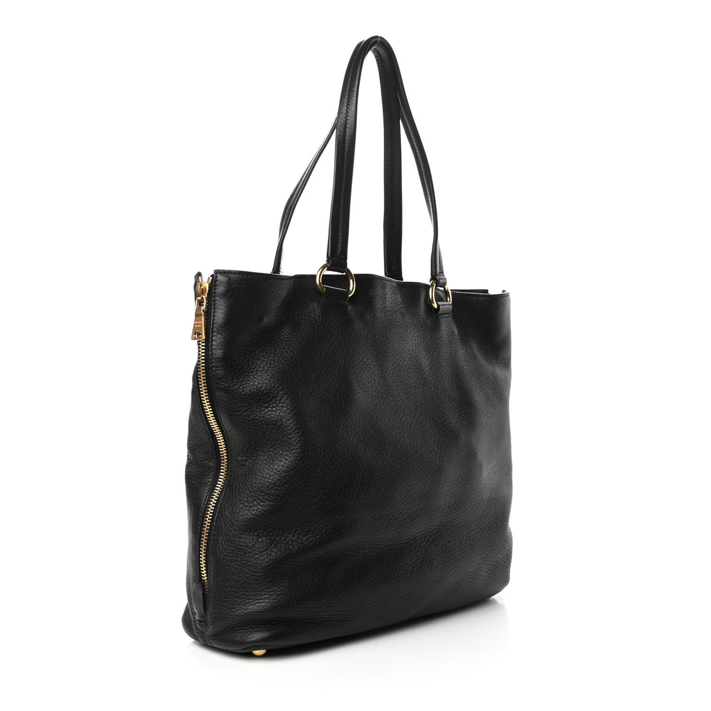Cervo Deerskin Side Zip Tote Black