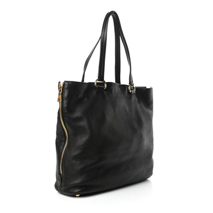 Prada Cervo Deerskin Side Zip Tote Black 3 of 9