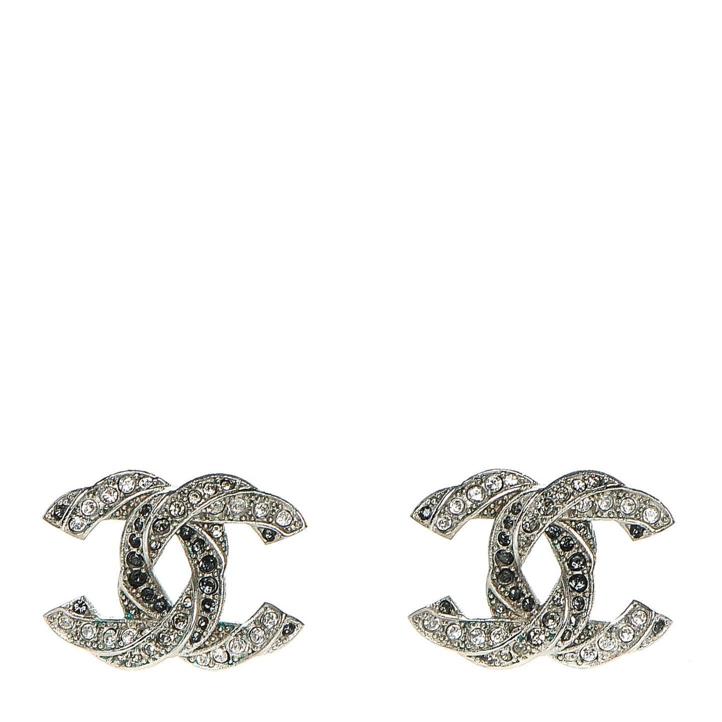 Crystal CC Twisted Earrings Silver