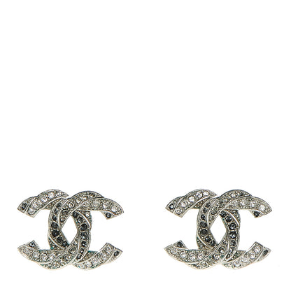 Chanel Crystal CC Twisted Earrings Silver 1 of 5
