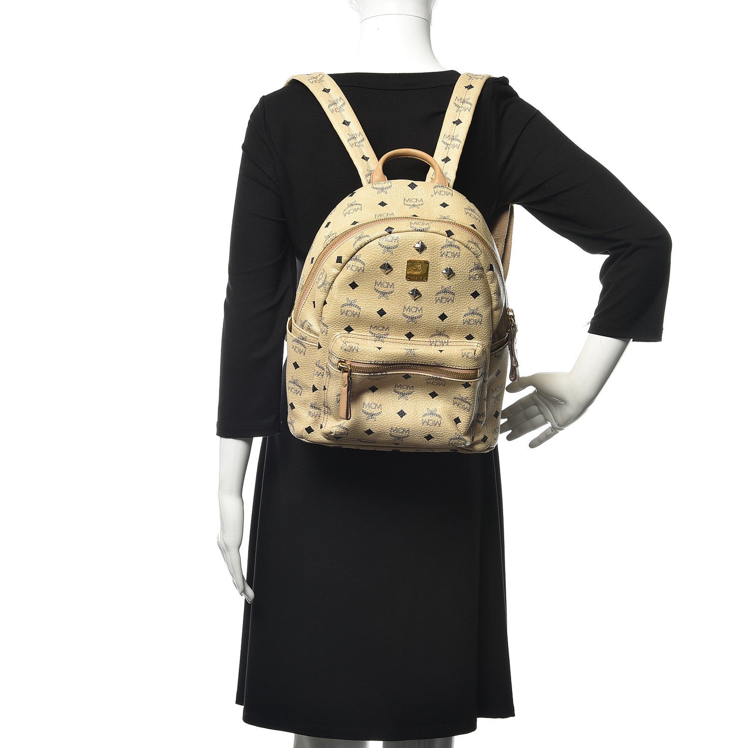 MCM Visetos Studded Small Stark Backpack Beige 2 of 11