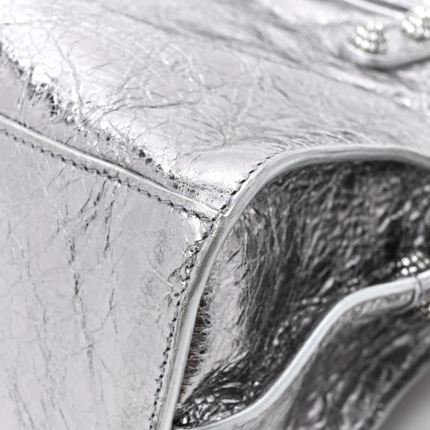 Agneau Arena Crystal Neo Cagole Handbag XS Silver