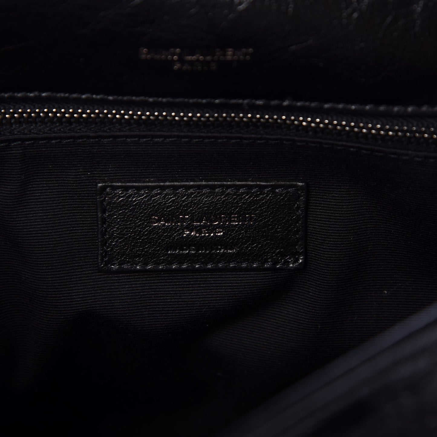 Crinkled Calfskin Matelasse Monogram Large Niki Chain Satchel Black