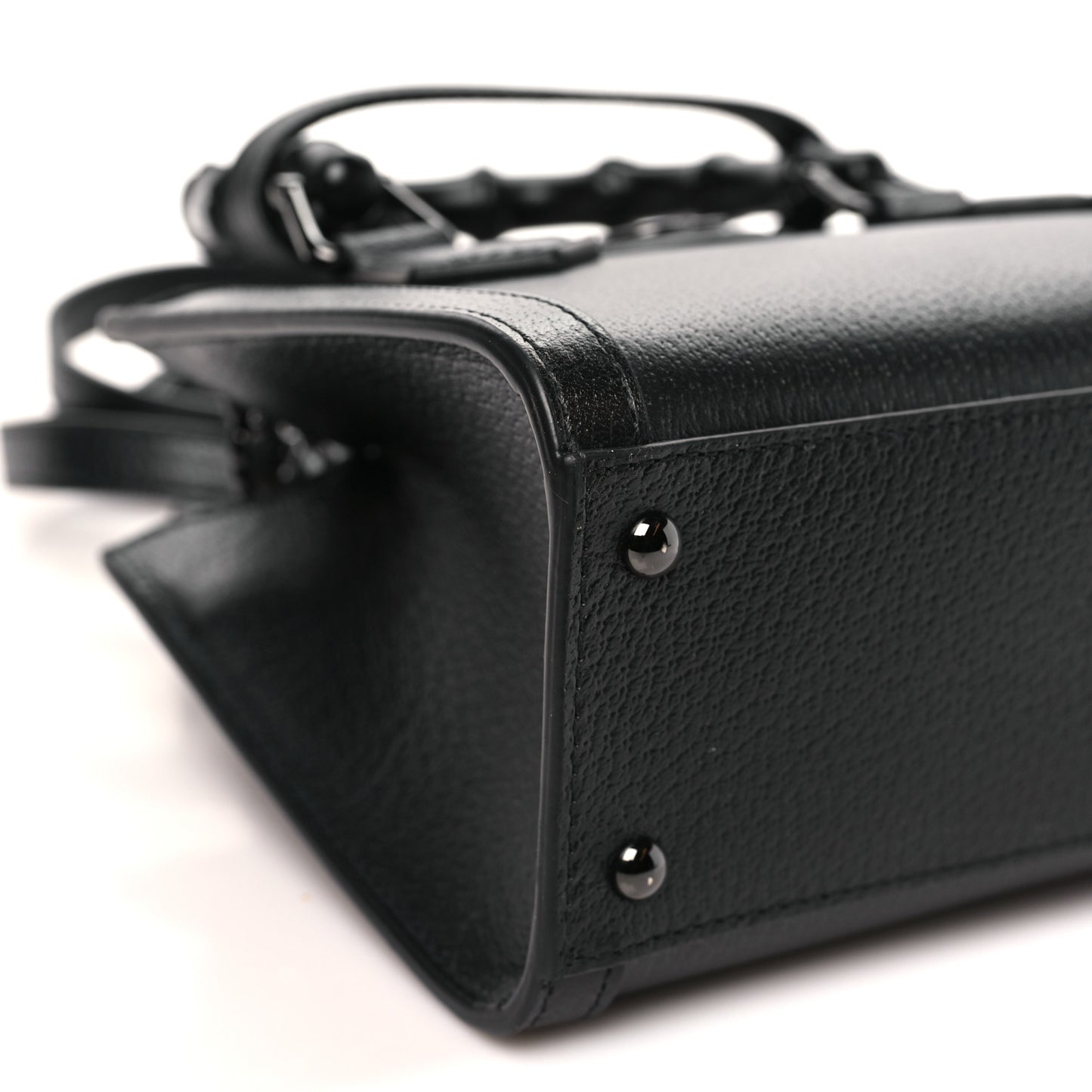 Textured Dollar Calfskin Web Monochrome Mini Diana Tote Bag Black