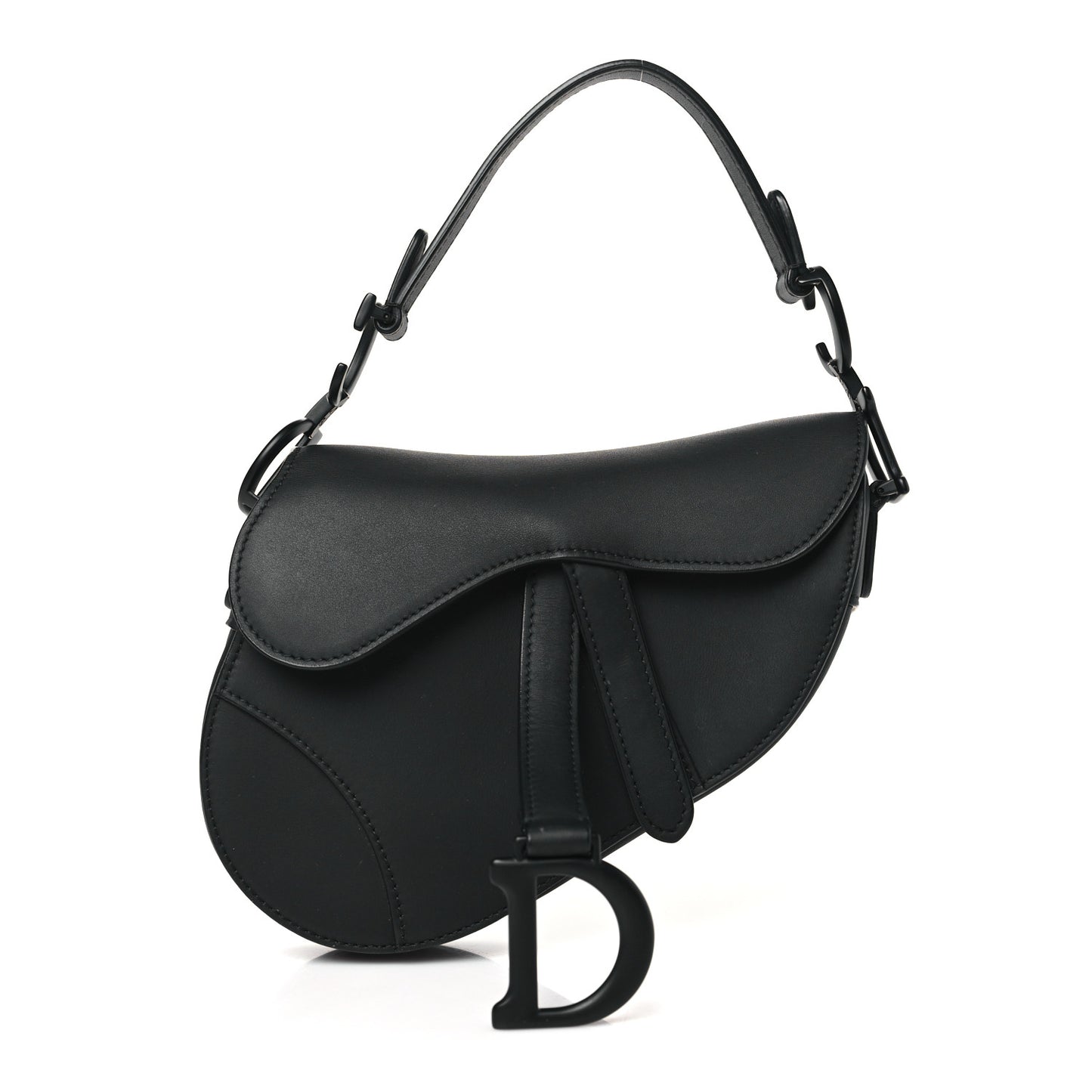 Ultra Matte Calfskin Mini Saddle Bag Black