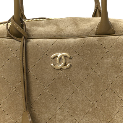 Chanel Suede Calfskin Large Perfect Bowling Bag Dark Beige 15 of 18