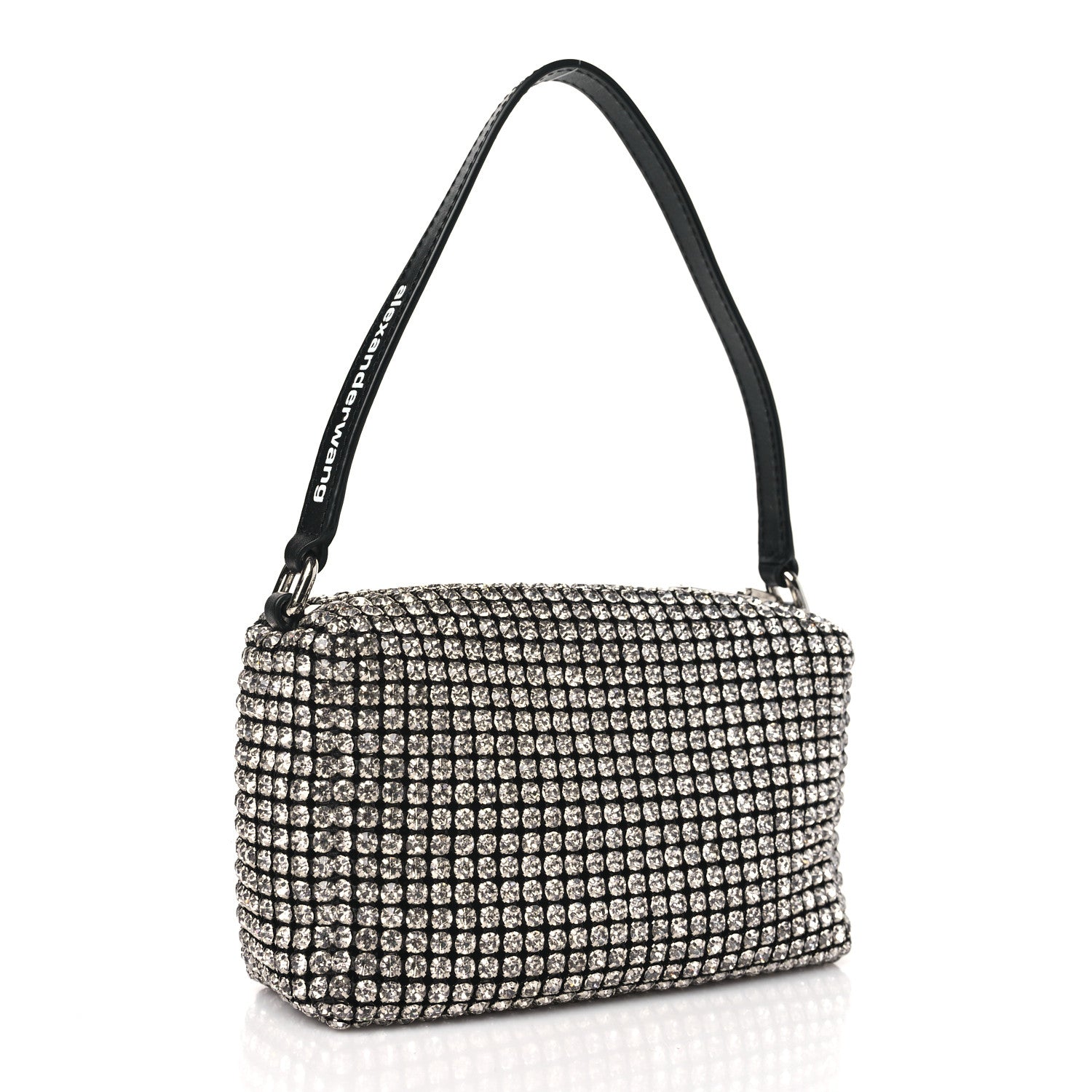 Alexander Wang ALEXANDER WANG Mesh Crystal Rhinestone Mini Heiress Pouch Black Silver 3 of 9