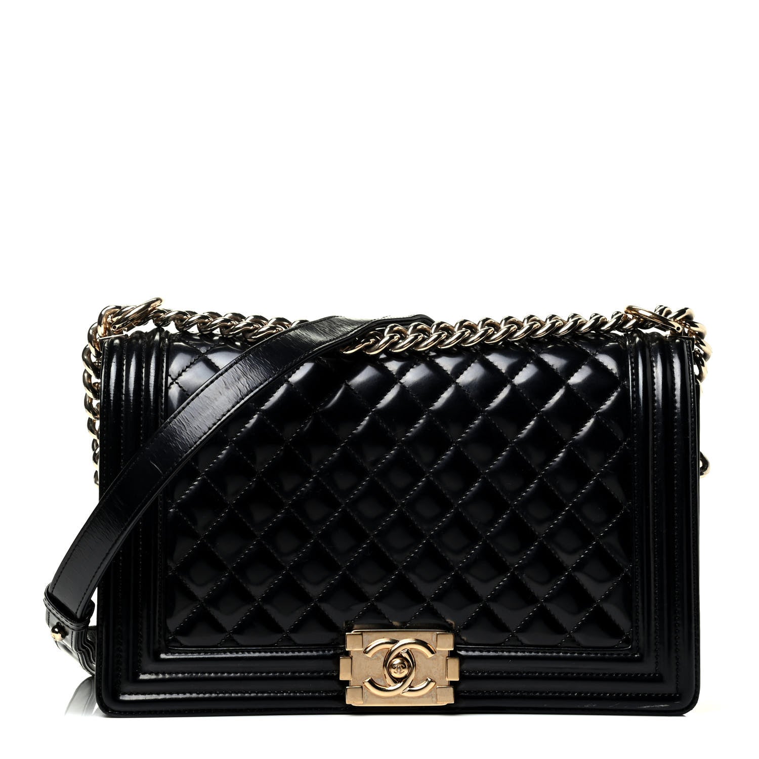 Chanel Iridescent Glazed Calfskin Quilted New Medium Boy Flap Black 1 of 5
