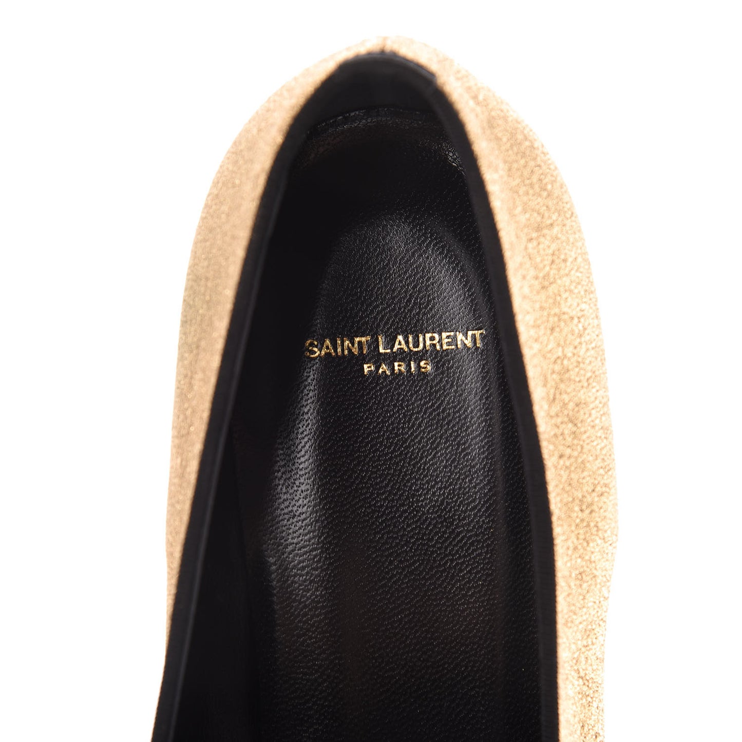Metallic Calfskin Smoking Slipper Flat Loafers 39 Gold