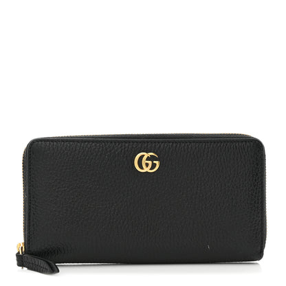 Gucci Dollar Calfskin GG Marmont Zip Around Wallet Black 1 of 8