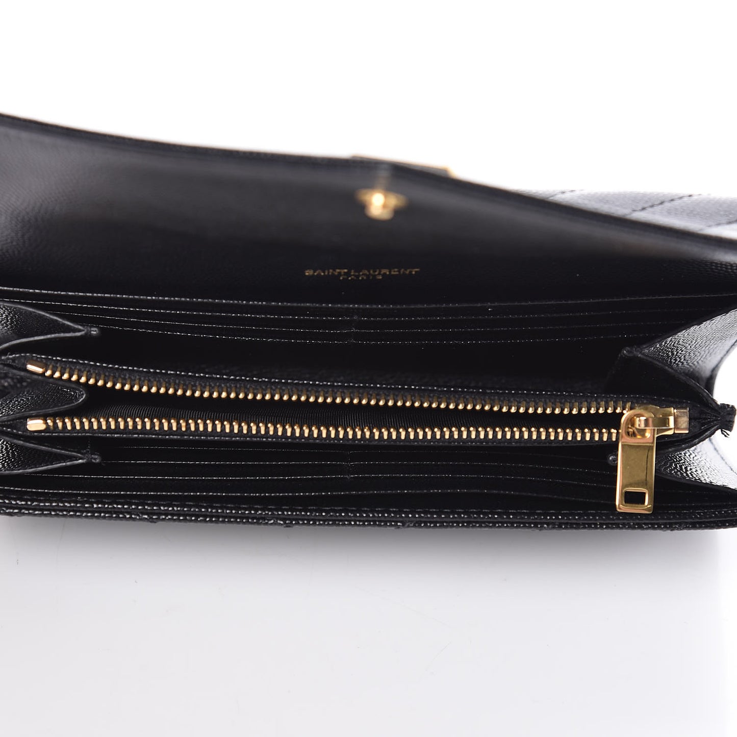 Grain De Poudre Matelasse Chevron Monogram Flap Wallet Black