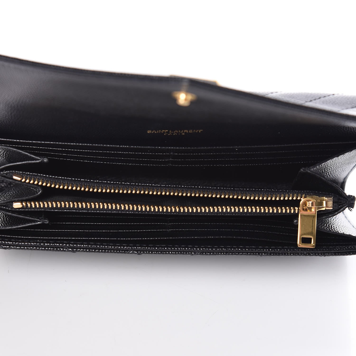 Saint Laurent Grain De Poudre Matelasse Chevron Monogram Flap Wallet Black 5 of 9