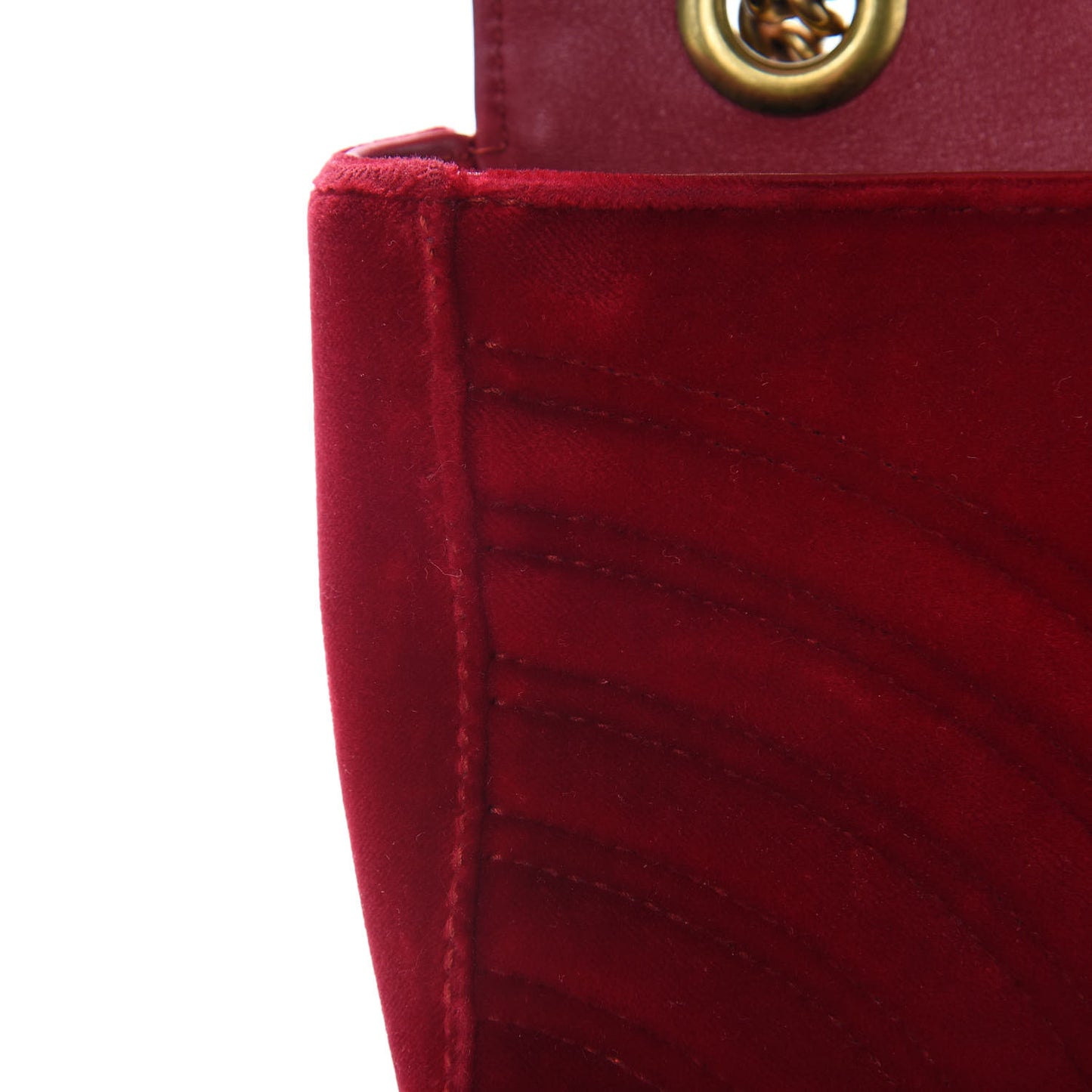 Velvet Matelasse Small GG Marmont Shoulder Bag Hibiscus Red