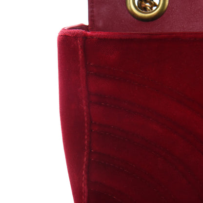 Gucci Velvet Matelasse Small GG Marmont Shoulder Bag Hibiscus Red 18 of 21
