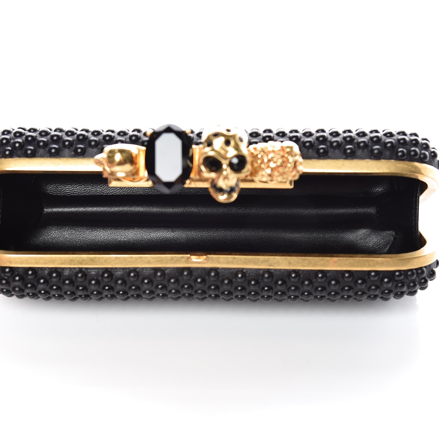 Alexander McQueen Nappa Studded Skull Knuckle Box Clutch Black 5 of 6