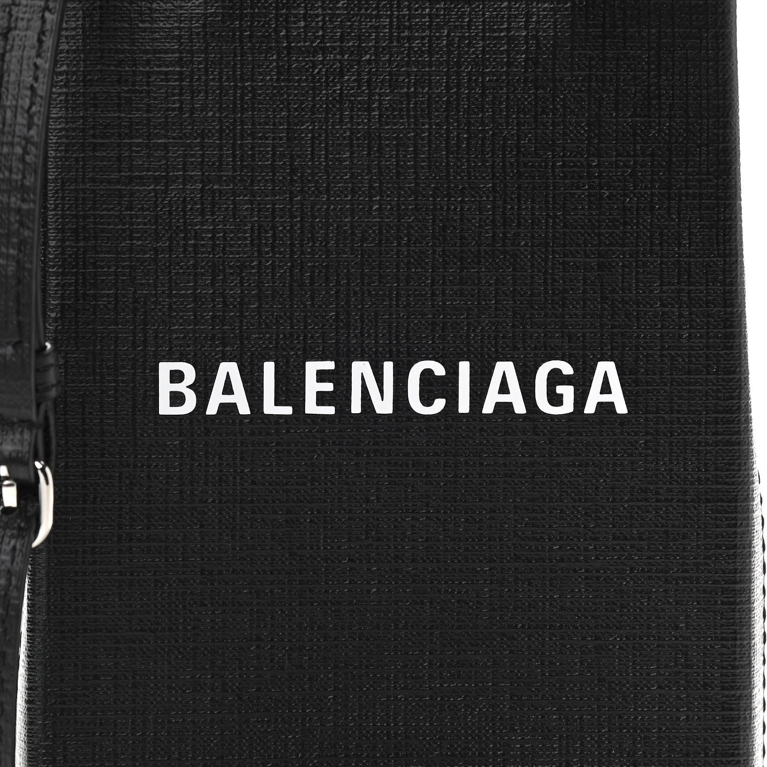 Balenciaga Squared Calfskin Logo Shopping Phone Holder Bag Black 7 of 9