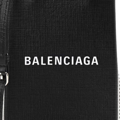 Balenciaga Squared Calfskin Logo Shopping Phone Holder Bag Black 7 of 9
