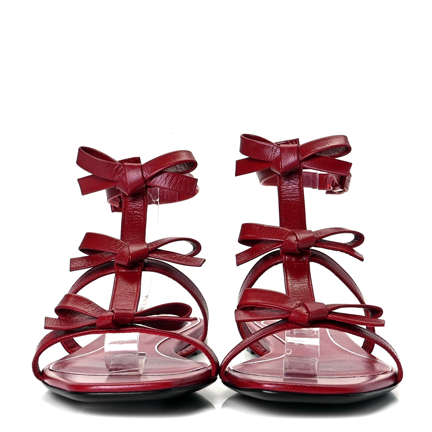 Nappa French Bow Sandals 36.5 Rosso Valentino