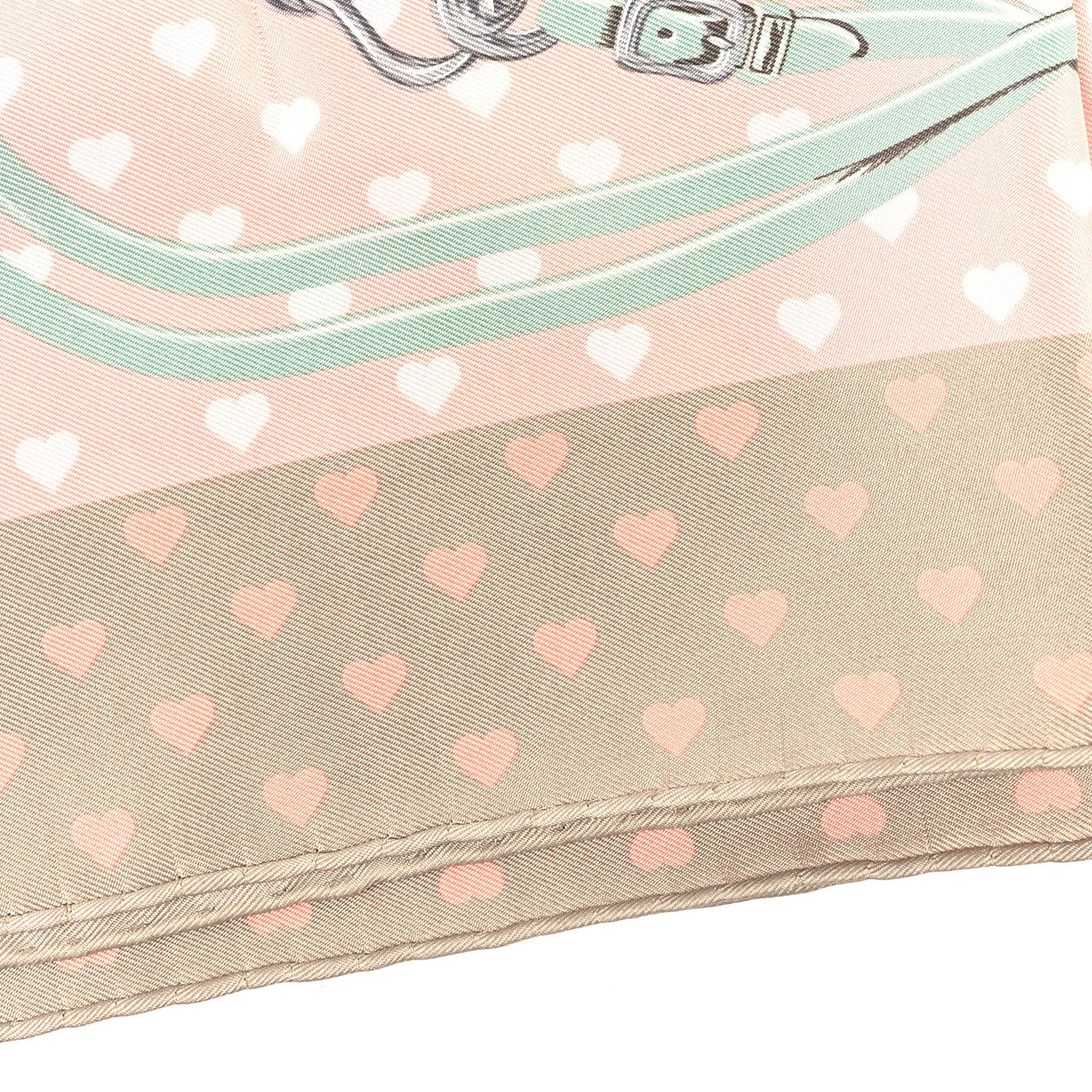Hermes Silk Brides De Gala Love Pocket Square Beige Rose Dragee Vert Amande 5 of 5