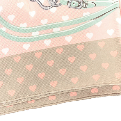 Hermes Silk Brides De Gala Love Pocket Square Beige Rose Dragee Vert Amande 5 of 5