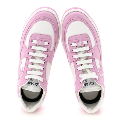 Chanel Cotton Sneakers 38.5 Pink White 2 of 10