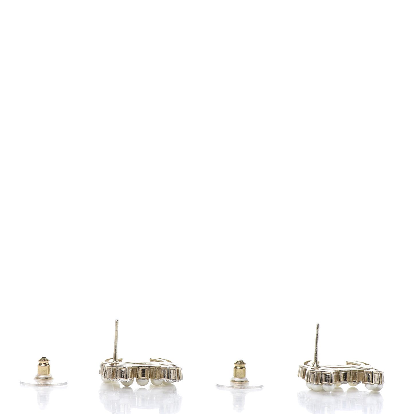 Crystal Pearl CC Dazzling Domino Earrings Gold
