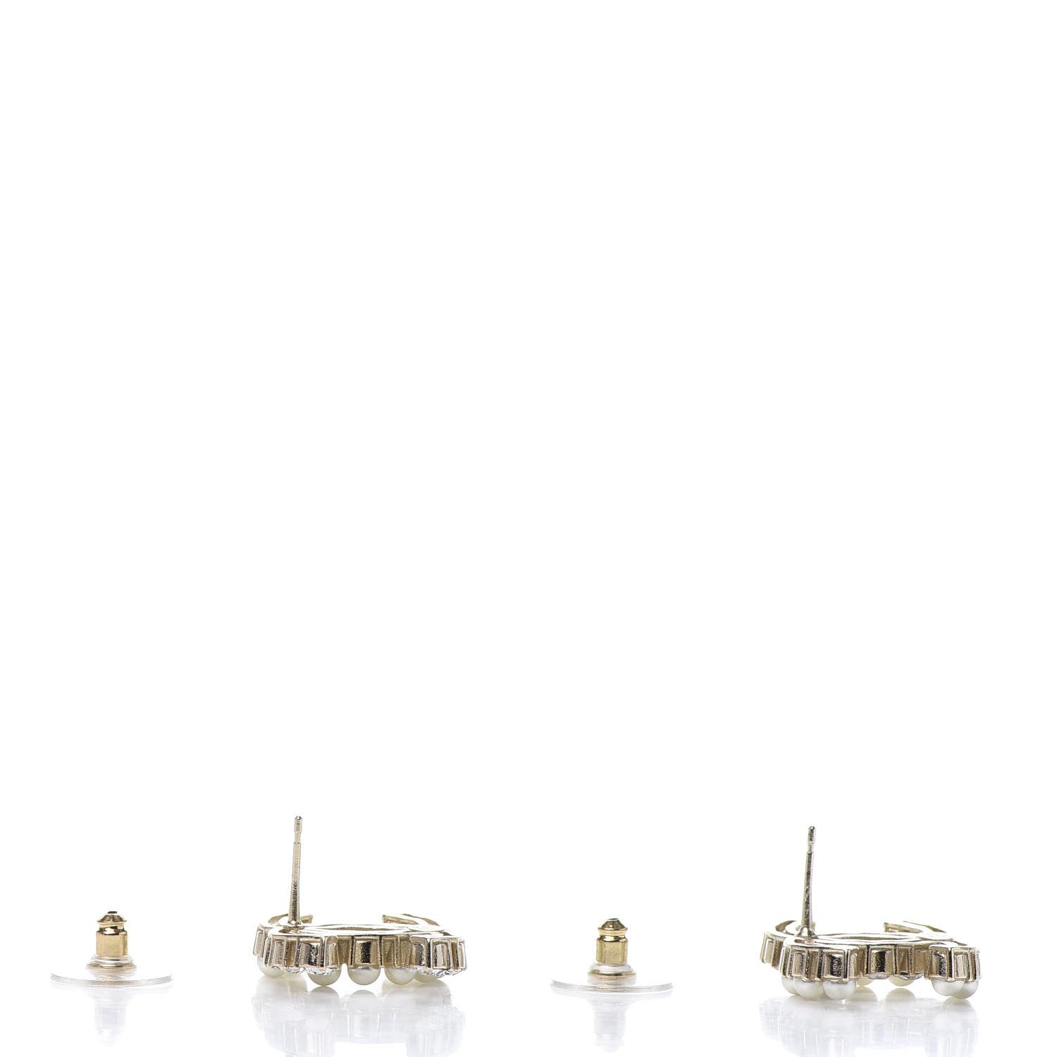 Chanel Crystal Pearl CC Dazzling Domino Earrings Gold 4 of 4