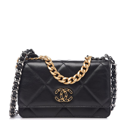 Chanel Goatskin Quilted 19 Wallet On Chain WOC Black 1 of 11