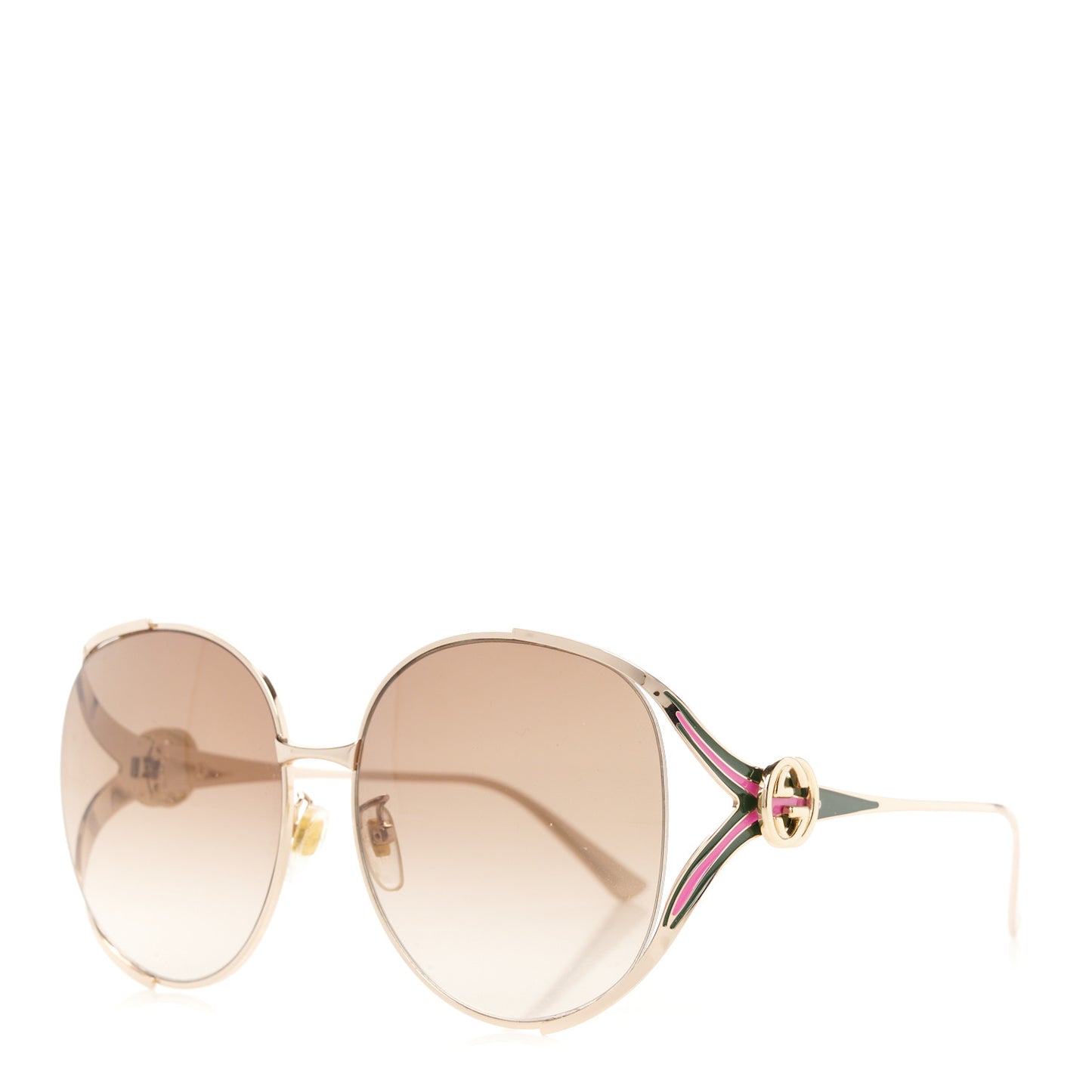 Metal Oversized Round Frame GG0225S Sunglasses Green Pink