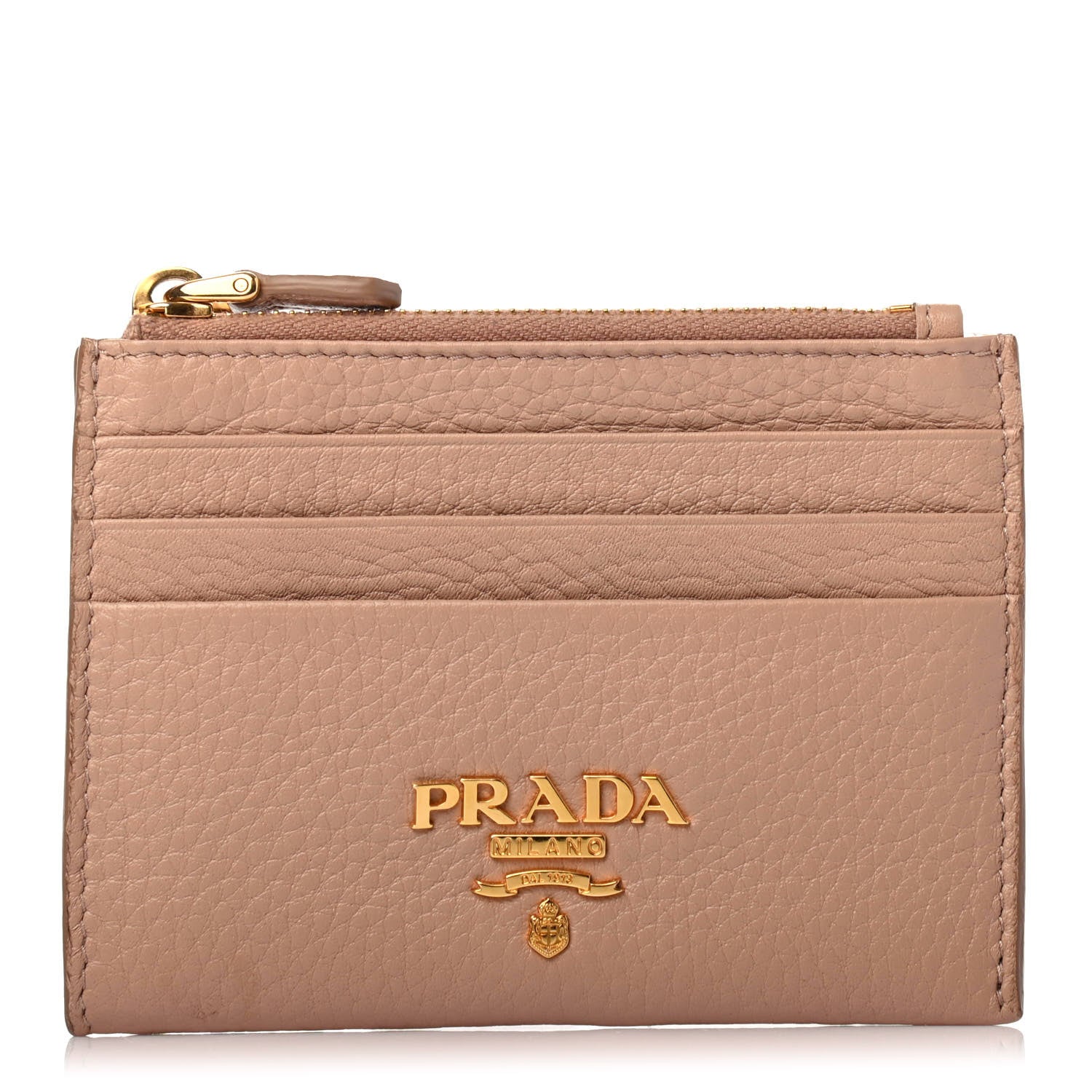 Prada Vitello Grain Zip Card Holder Cammeo 1 of 4