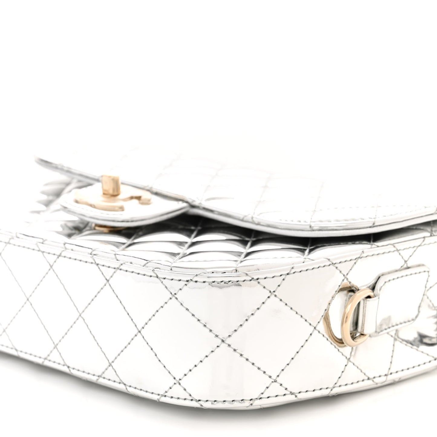 Mirror Calfskin Metallic Calfskin Medium Hollywood Boulevard Flap With Star Coin Purse Silvery