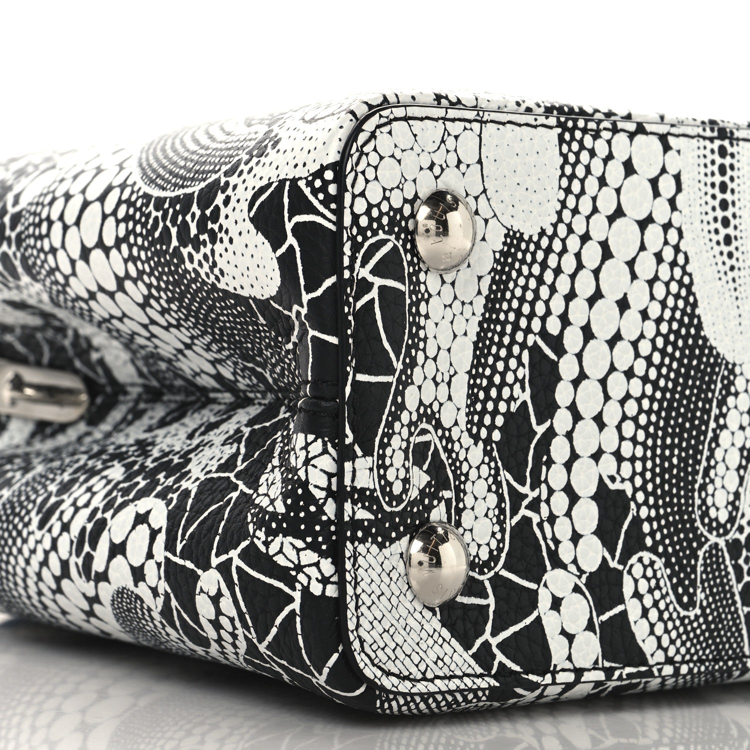 Louis Vuitton LV X YK Taurillon Psychedelic Capucines MM Black White 7 of 8